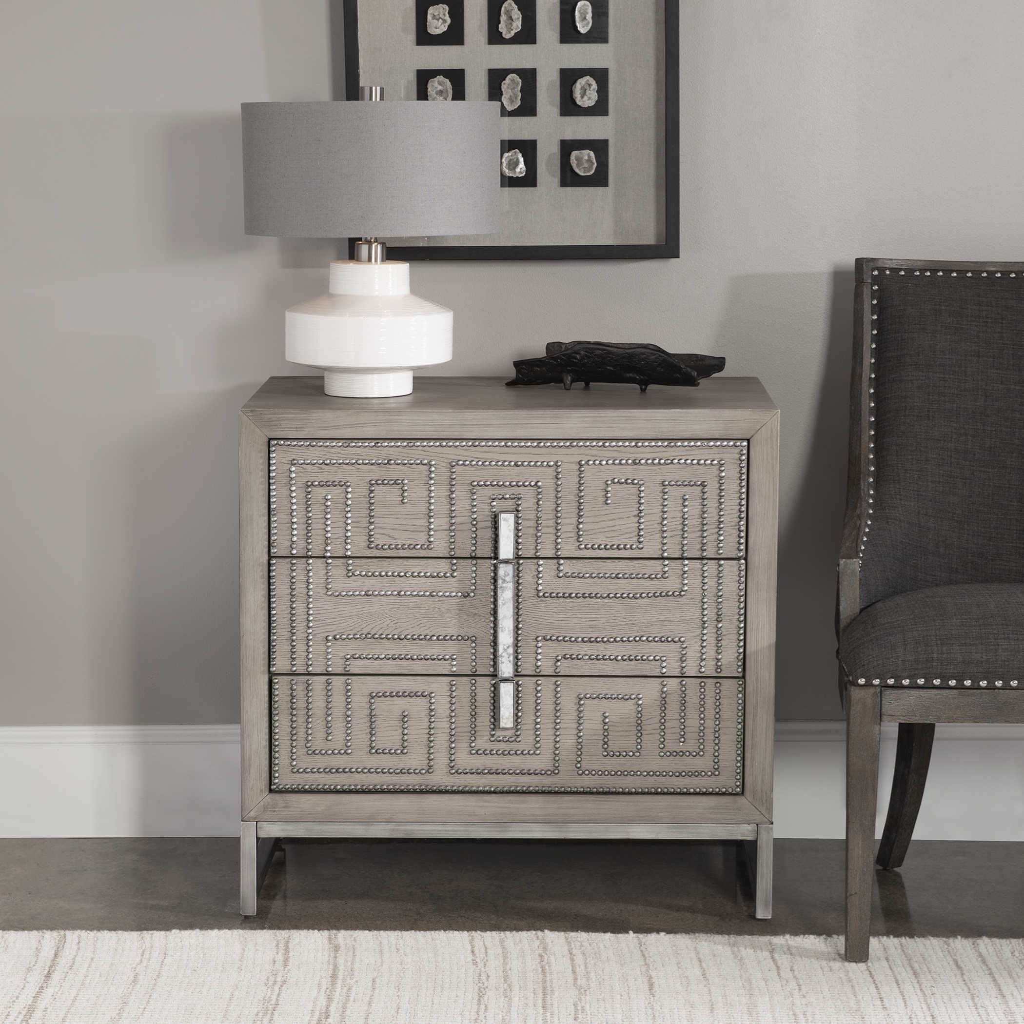 Uttermost Accent Furniture Chests Devya Gray Oak Accent Chest